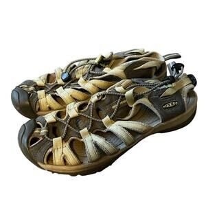 Keen Womans 7.5 Whisper Hiking Sandals Camping Outdoors Water Shoes Gray Yellow